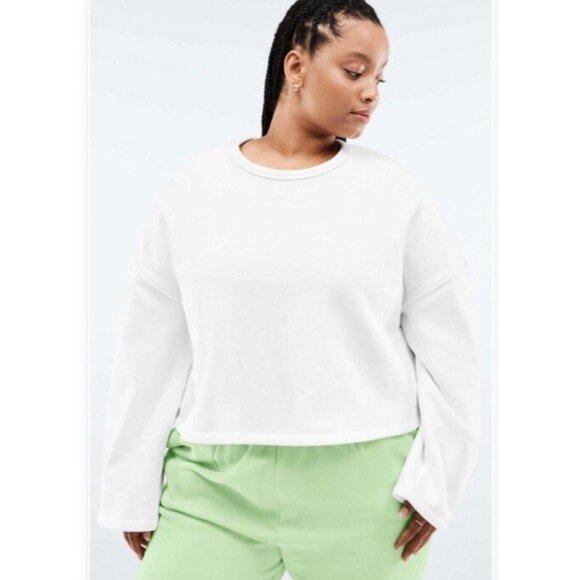 Fabletics Skye Tie Plus Women's Size 3X White Open Back Pullover Sweatshirt - Picture 2 of 11